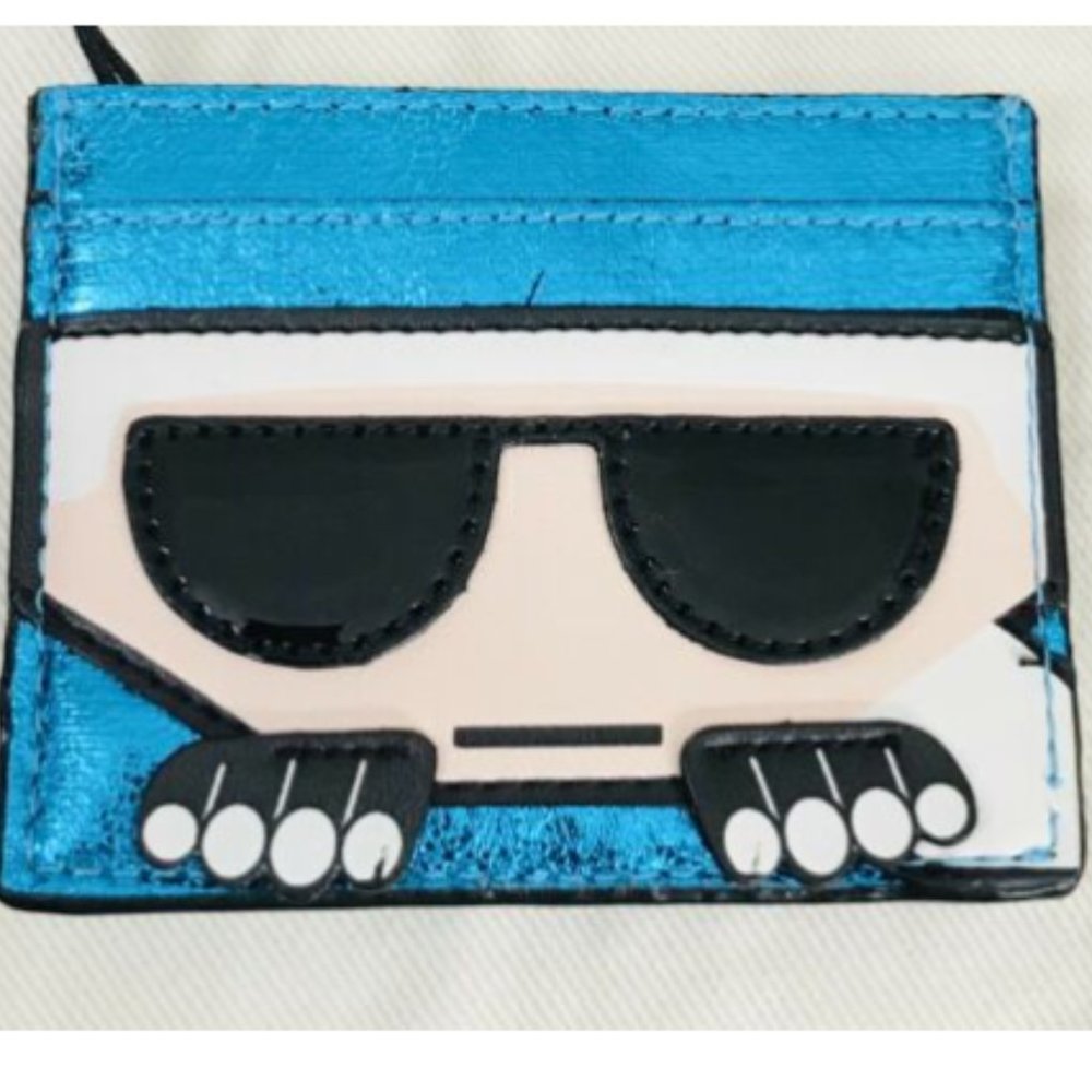 KARL LAGERFELD PARIS Blue Card Case Faux Leather